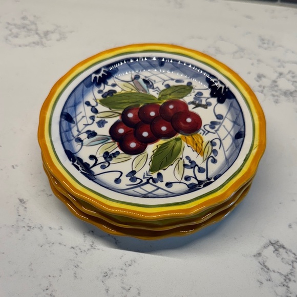 Vibrant Yellow and Blue Ceramic Plates - Picture 1 of 6